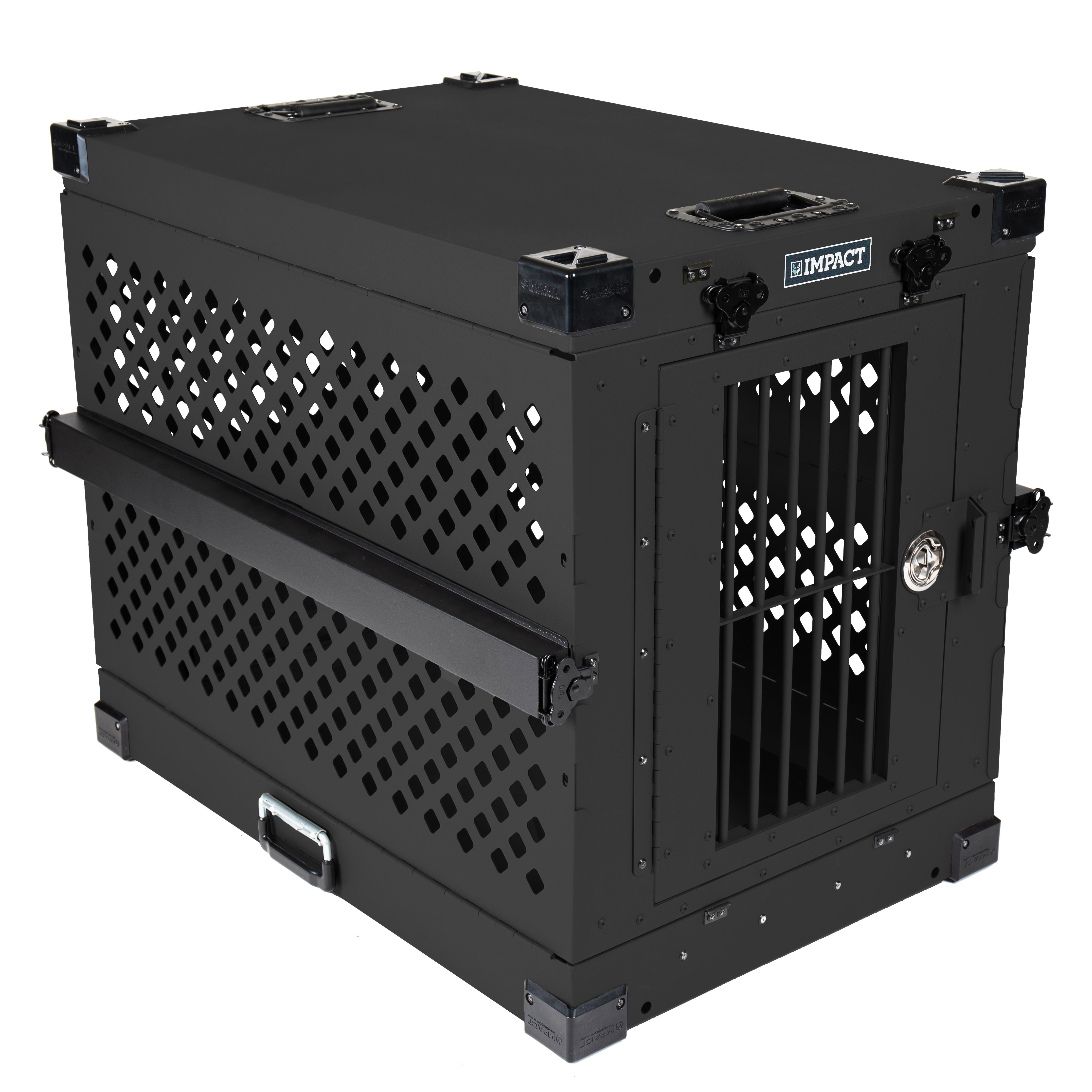 black collapsible impact dog crate product view