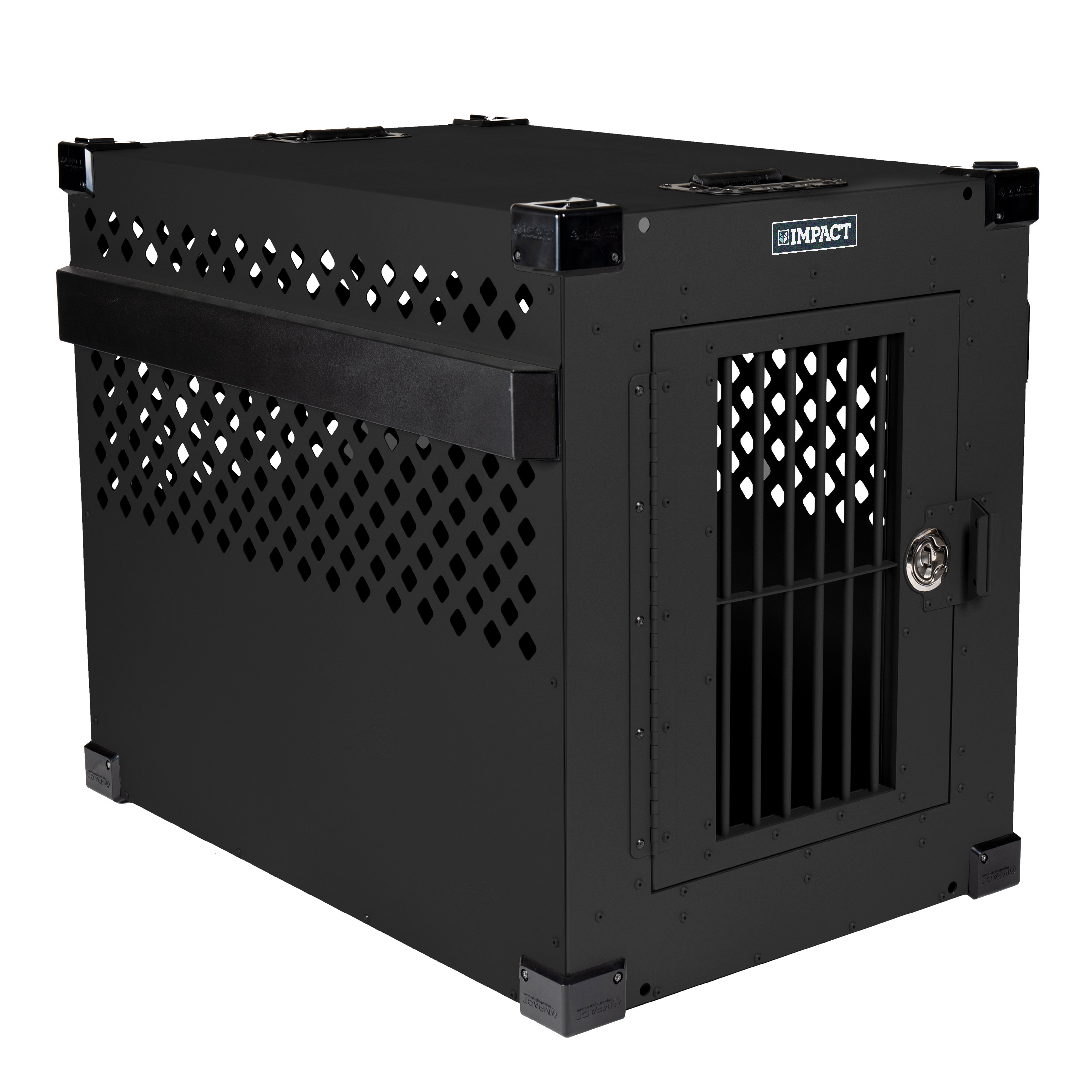 black stationary impact dog crate