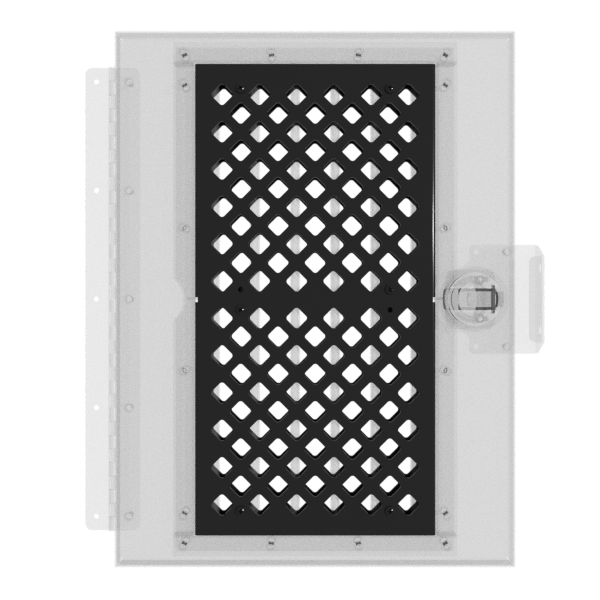 door guard attachment for stationary or collapsible impact dog crate shown 3d rendering