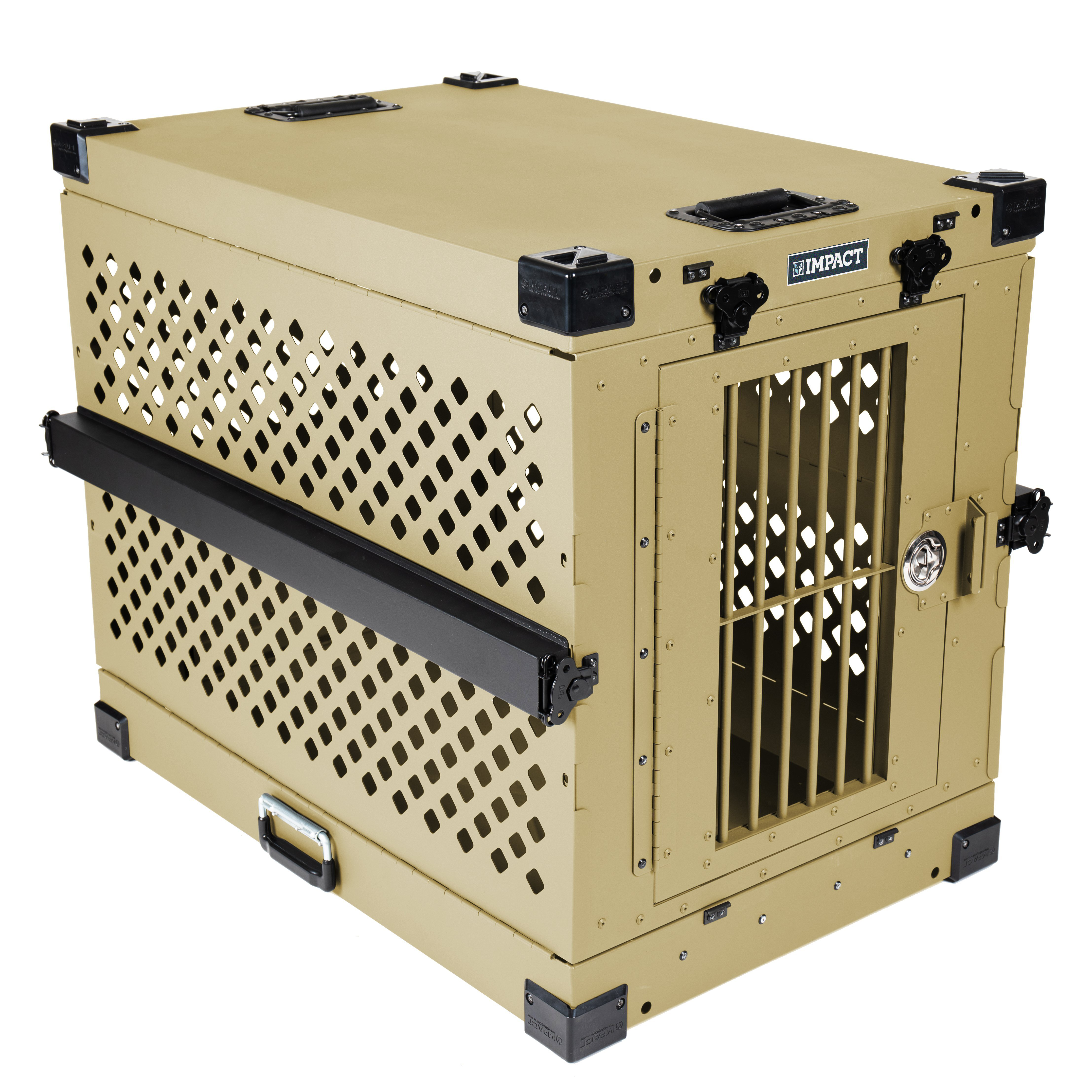 tan collapsible impact dog crate product view
