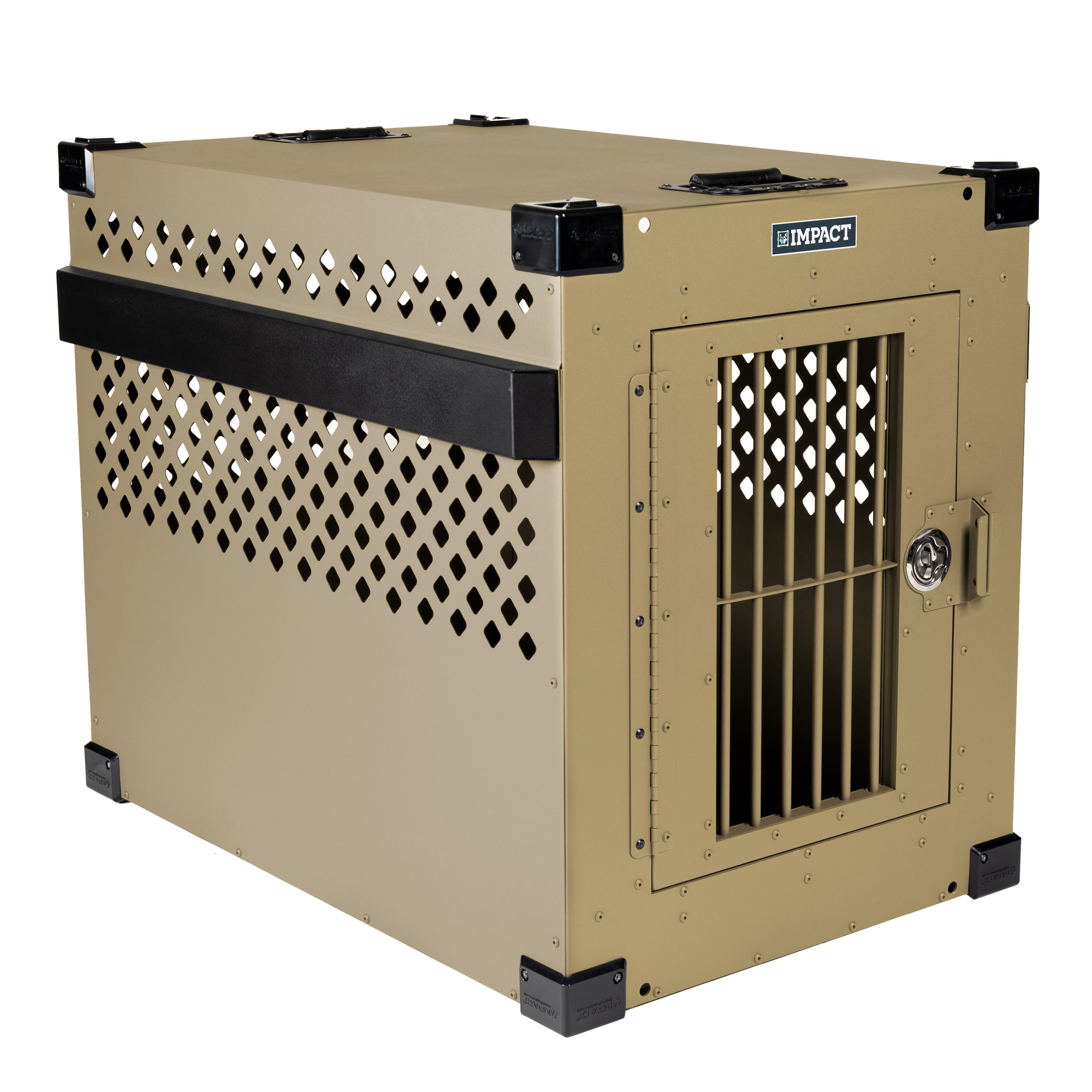 tan stationary impact dog crate