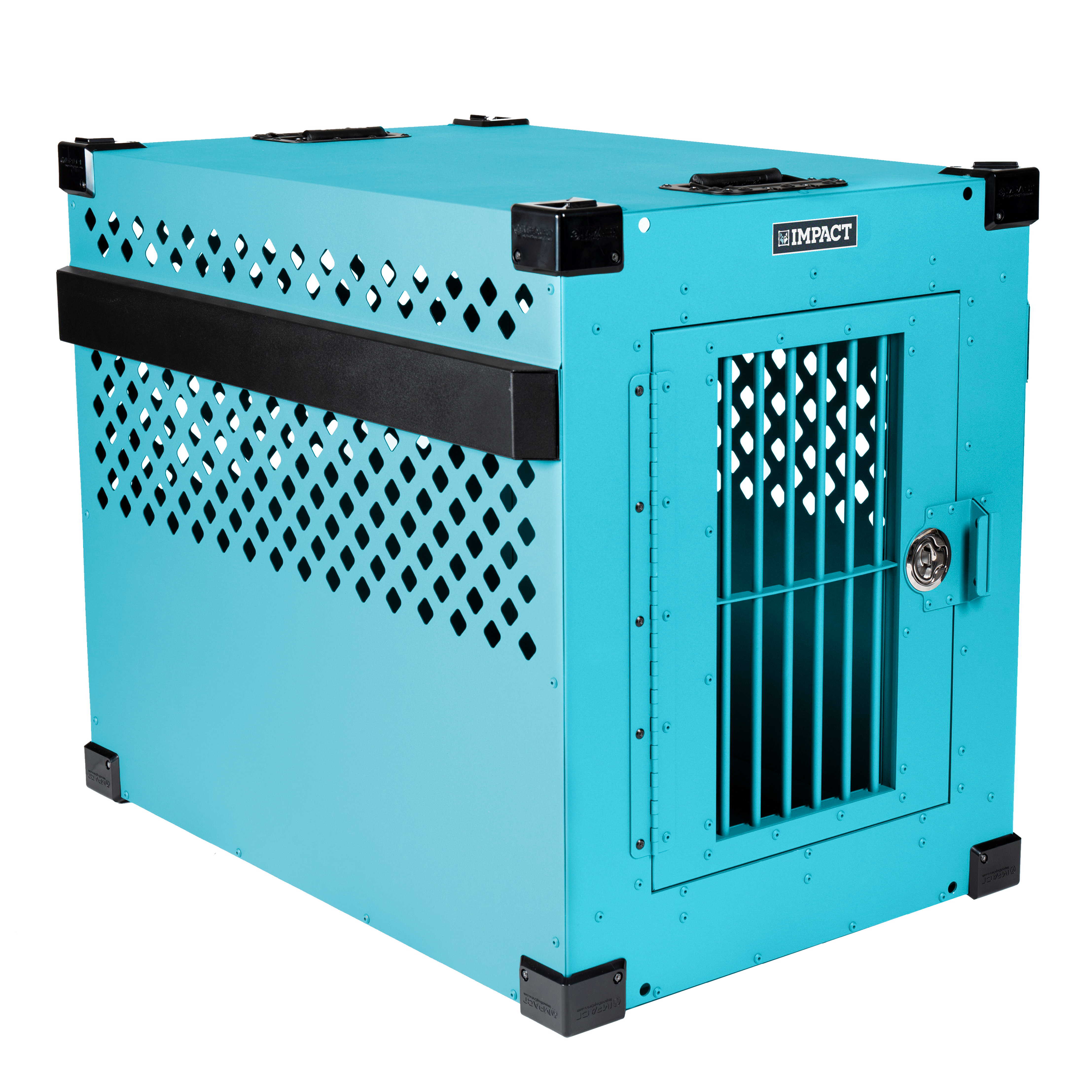 teal stationary impact dog crate